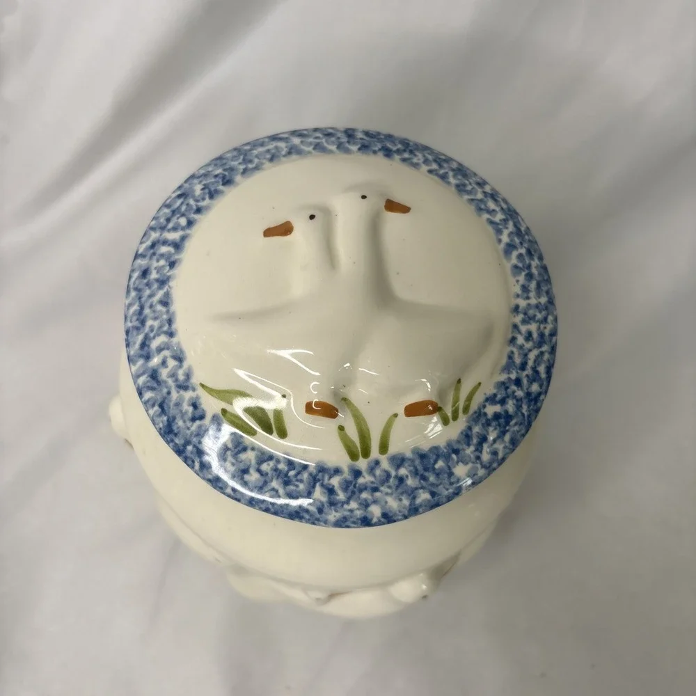 Vtg 1980s Country Ceramic‎ Duck Sugar Canister Cottagecore Shabby Chic No Flaws